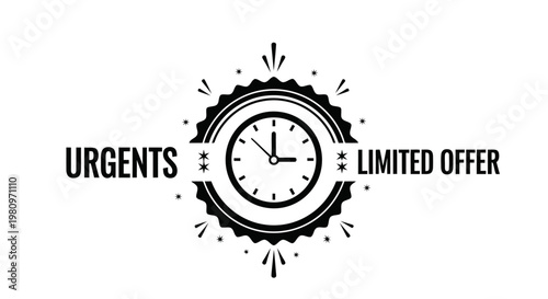 urgent limited time offer clock with sale deadline countdown illustration
