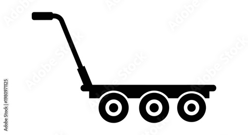 Minimalist black hand truck dolly with three wheels for moving and logistics