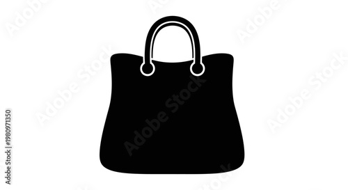 Black leather handbag with gold handles isolated on white background