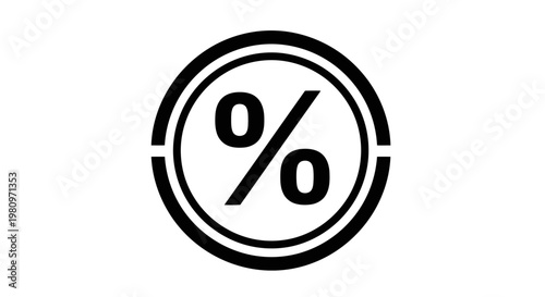 zero percent interest sale icon in black and white minimalist design
