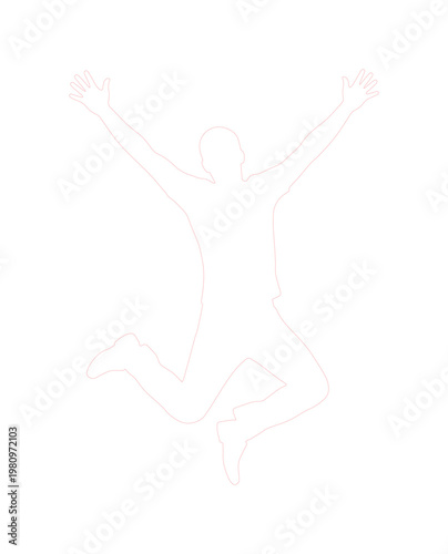 Joyful jumping man silhouette, dynamic outline vector, celebrating success, freedom, and happiness, energetic lifestyle graphic for design projects