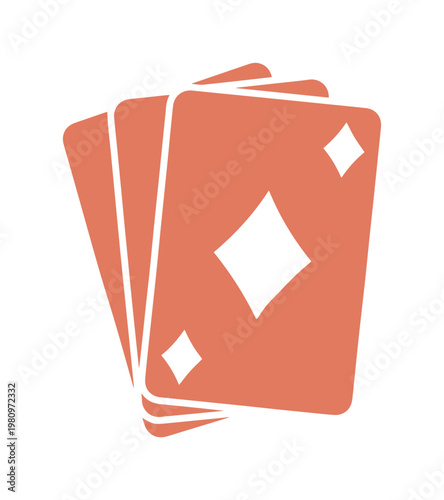 Playing cards vector icon, a minimalist graphic illustration of a hand of cards, perfect for gaming, casino, and entertainment designs, simple flat design element.
