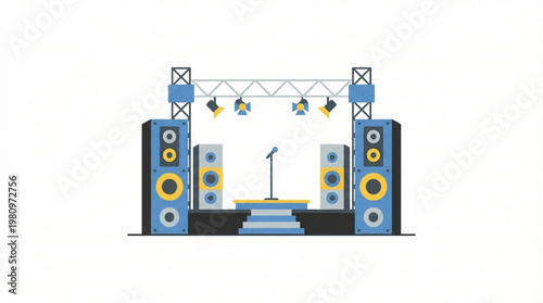 Sound system with speakers and lights.