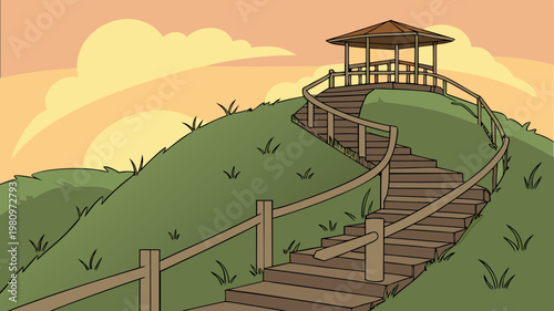 Landscape architecture and urban park collection, scenic views of gardens, riverside promenades, and city green spaces, vector