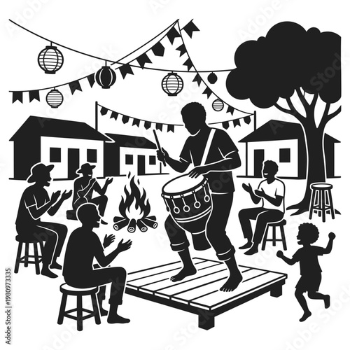 Barbecue grill icon set with corn skewer apron and lantern