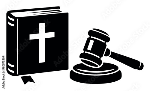 Bible and gavel symbolizing the intersection of legal principles, religious faith, judgment, and justice in court