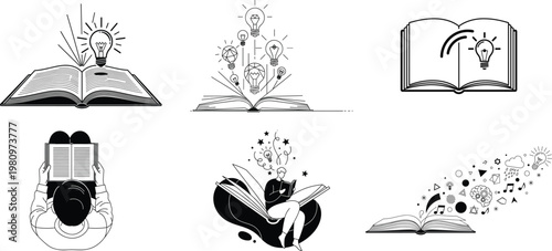 Vintage religious icons a collection of engravings depicting biblical symbols and sacred texts in black and white