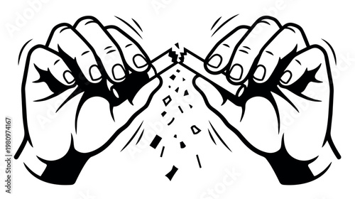 Human hands crushing a cigarette, symbolizing the decision to stop smoking, overcome addiction, and embrace a healthier future