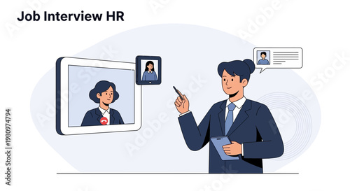 Online Job Interview HR: Video Call with Candidate, HR Manager Conducting Interview