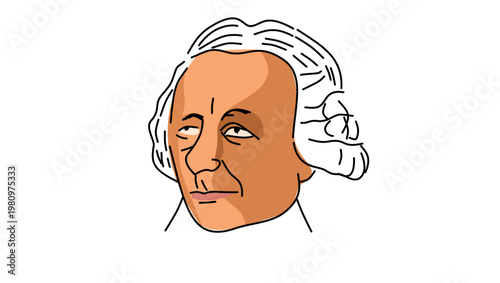 Leonhard Euler portrait, flat vector illustration