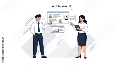 HR Manager and Candidate Discussing Job Application and Performance Metrics