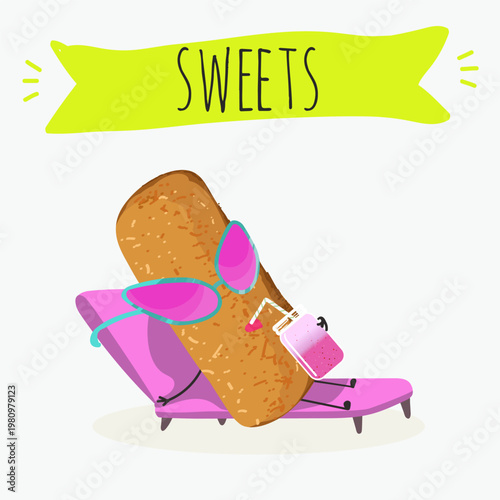 Funny Characters baicoli, camporelli, italy dessert, hand drawn vector illustration.