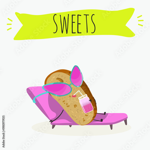 Funny Characters baicoli, camporelli, italy dessert, hand drawn vector illustration.