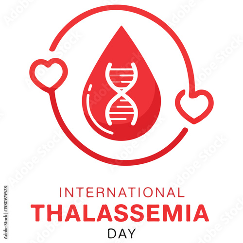 Thalassemia awareness red blood drop symbol.