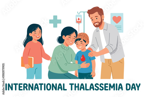 Family supporting child with thalassemia.
