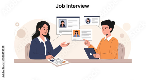 Job Interview: HR Manager and Candidate Discussing Resumes and CVs