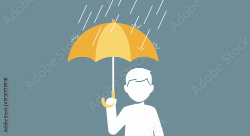 Person Holding Yellow Umbrella Shielding From Rain