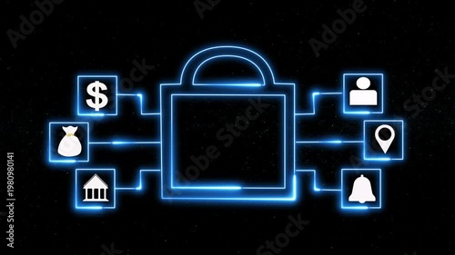 Cybersecurity Padlock Data Network Concept