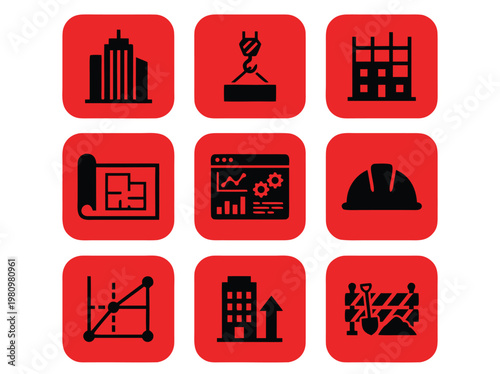 Construction Industry Icons Set.