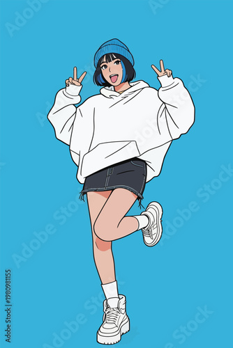 Stylish Young Woman in Casual Outfit