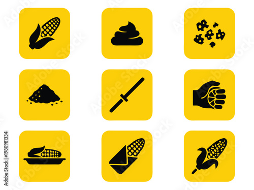 Corn Icons Set.