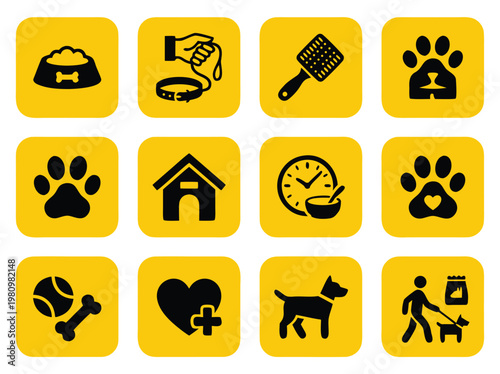 Dog Care Icons Set.