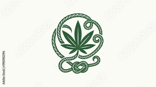 Cannabis Leaf Emblem with Rope Circle