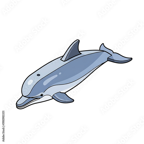3D isometric dolphin leaping in mid-air vector icon isolated on transparent background