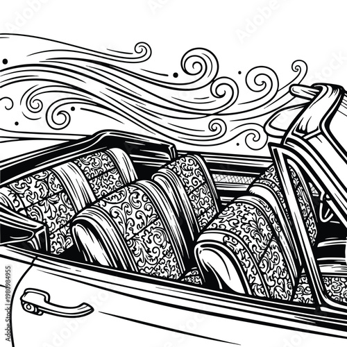 Luxury Convertible Car Interior with Stylish Seat Cover Designs