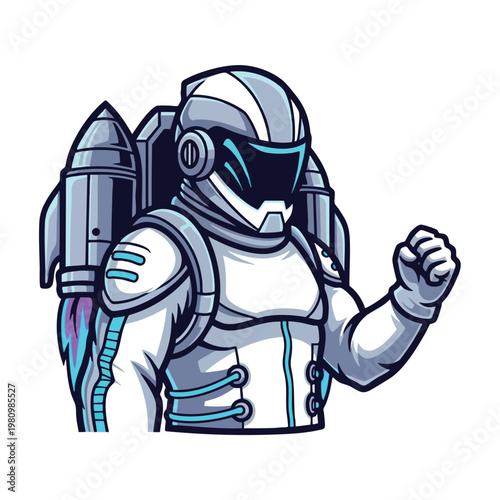 Futuristic Robo Suit Warrior with Advanced Armor and Helmet