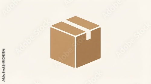 Simple Brown Box Icon on Minimalist Background for Creative Projects