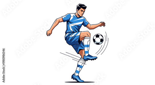 Soccer Player Juggling Ball - Dynamic Action Illustration