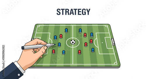 Soccer Strategy Plan Drawing on Digital Tablet