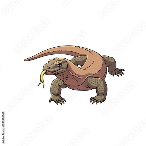 3d cartoon turtle with long tail walking isolated on transparent background