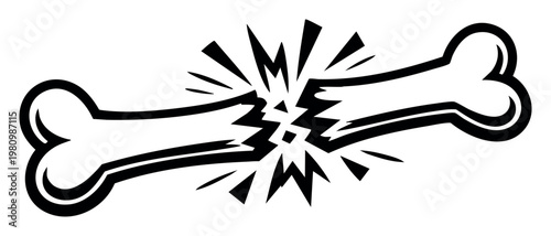 Human bone snapping in half, symbolizing a fracture, injury, or severe trauma. Representing medical conditions and accident consequences