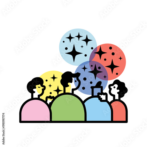 People Talking with Colorful Speech Bubbles