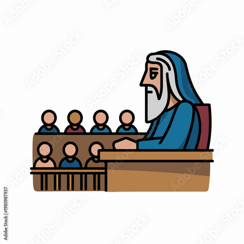 Judge Sitting in Courtroom with Jury