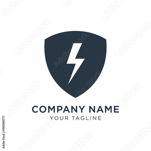 Shield Logo with Lightning Bolt Emblem Design.