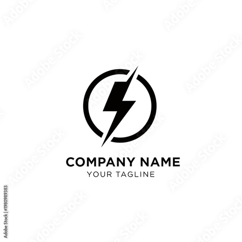 Free Download Black Lightning Bolt Logo Design Template. - GFXLoad