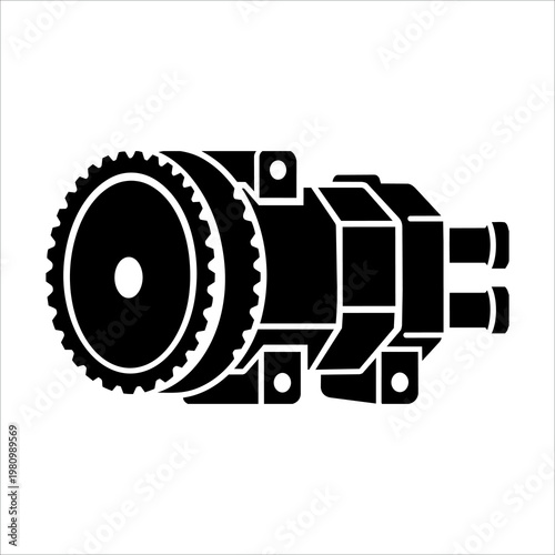 Minimalist Black Silhouette Auto AC Compressor Vector Icon 