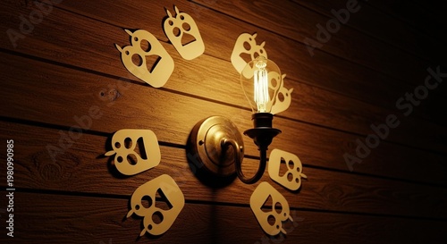 Eerie halloween shadows cast by a candlelight on a wooden wall