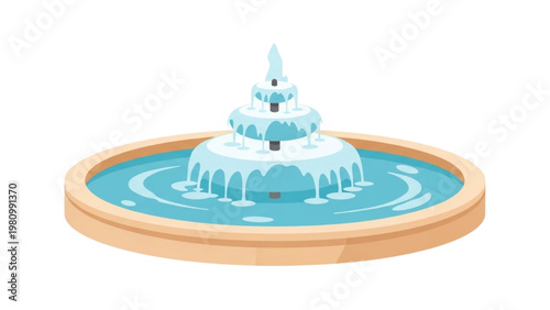 Frozen ice fountain made vector 2D CAD illustration on water