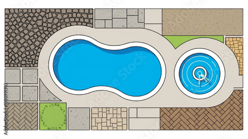 Designing a backyard pool area with vector 2D CAD plans