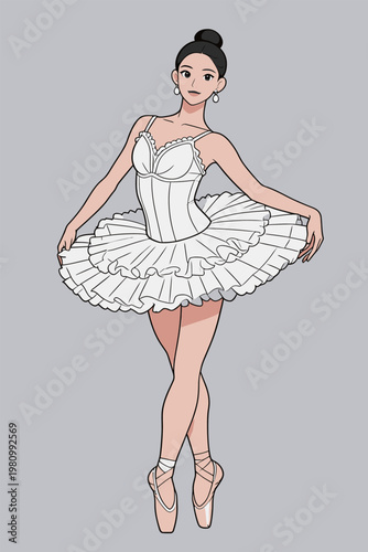 Ballet Dancer in White Tutu Performing on Pointe