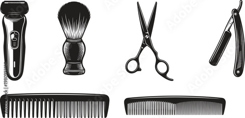 barber tools vector illustration, flat design