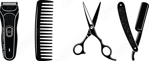 barber tools vector illustration, flat design