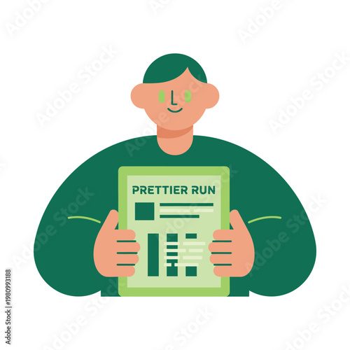 Cartoon Person Reading Newspaper Front Page.