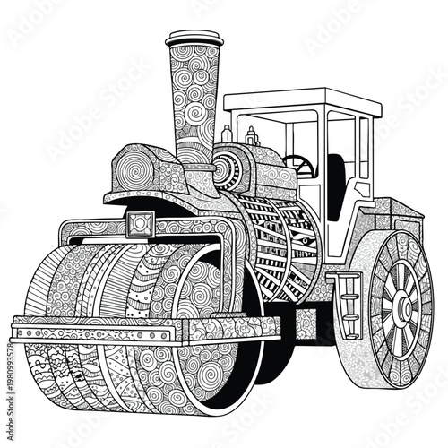 Vintage Steam Road Roller for Construction and Land Development