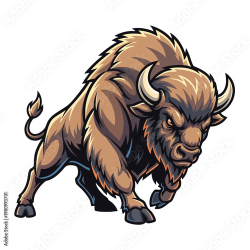 Majestic Wild Bison Illustration for Nature and Wildlife Themes