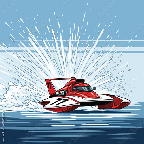 Exciting Red Jet Ski Speedboat Adventure on Water